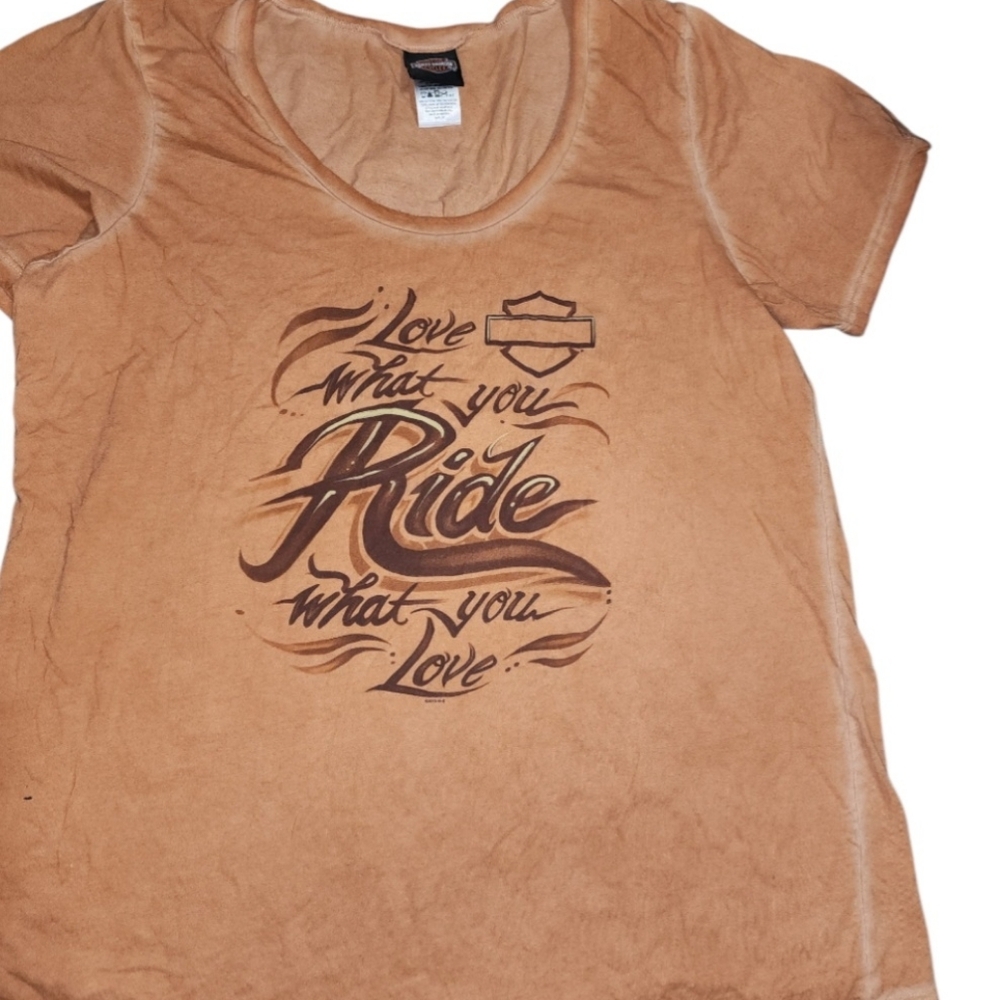 Harley Davidson Womens Tshirt 2X Brown Burnt Orange Biker Motorcycle